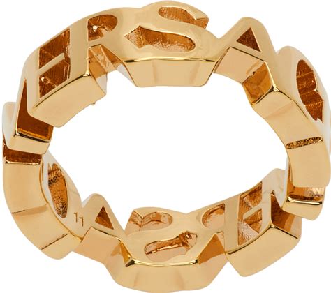 Versace: Gold Logo Ring 